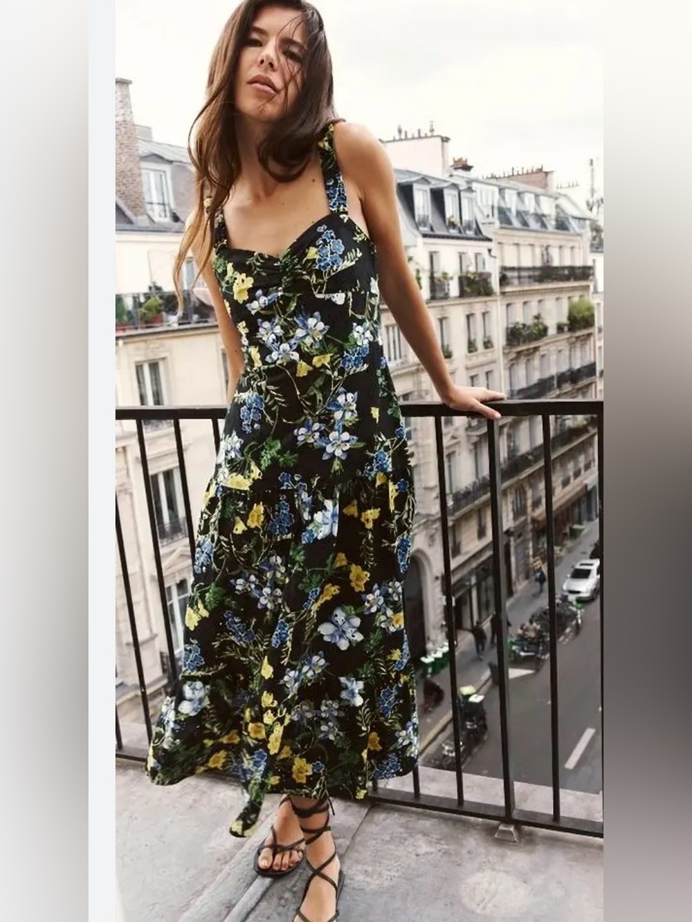 Zara Midi Floral Dress - Navy - Medium - Picture 2 of 5